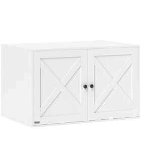 Cat Litter Box Enclosure with Barn Door, Cat Hole, 31.5" x 21" x 20", White