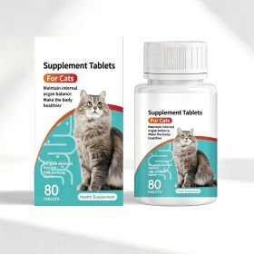 Cat Probiotic Supplement Tablets, Gut & Digestive Health Support With Vitamin B2 & Selenium, Immune, Skin & Vision Care, 80 Tablets