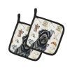Bouvier des Flandres Coffee Bar Pair of Pot Holders Pair 7.5x7.5 Quilted Insulated Hot Pads Decorative Kitchen Gift Made in USA