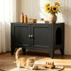 Metal Cat Litter Box Enclosure, Modern Hidden Litter Box Furniture Indoor Pet House, Freestanding Cat Washroom Cabinet Fits Most Standard Litter Boxes