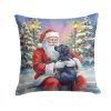 Black Labrador Retriever with Santa Claus Throw Pillow Decorative Indoor Outdoor Accent Cushion for Couch, Bed or Patio, 18Hx18W