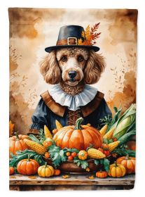 Poodle Thanksgiving House Flag Large Porch Sleeve Pole Decorative Outside Yard Banner Artwork Wall Hanging, Polyester, House Size, Multicolor
