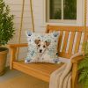 White with Tan Markings Russell Terrier Coastal Sea Glass Throw Pillow Decorative Indoor Outdoor Accent Cushion for Couch, Bed or Patio, 18Hx18W