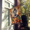 White Boxer Thanksgiving House Flag Large Porch Sleeve Pole Decorative Outside Yard Banner Artwork Wall Hanging, Polyester, House Size, Multicolor
