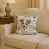 White with Tan Markings Russell Terrier Coastal Sea Glass Throw Pillow Decorative Indoor Outdoor Accent Cushion for Couch, Bed or Patio, 18Hx18W