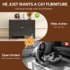 Metal Cat Litter Box Enclosure, Modern Hidden Litter Box Furniture Indoor Pet House, Freestanding Cat Washroom Cabinet Fits Most Standard Litter Boxes