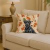 Black Russian Terrier Heirloom Fall Throw Pillow Decorative Indoor Outdoor Accent Cushion for Couch, Bed or Patio, 14Hx14W