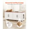Cat Litter Box Enclosure for Multi Cats, 47.2 in Hidden Litter Box Cabinet with 4 Doors & 2 Entries, Indoor Cat Washroom, Wooden Kitty House Furniture