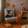 White Pomeranian Puppy Halloween Throw Pillow Machine Washable, Indoor Outdoor Decorative Pillow for Couch, Bed or Patio, 14Hx14W