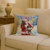 Chocolate Labrador Retriever with Santa Claus Throw Pillow Decorative Indoor Outdoor Accent Cushion for Couch, Bed or Patio, 18Hx18W