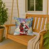 Chocolate Labrador Retriever with Santa Claus Throw Pillow Decorative Indoor Outdoor Accent Cushion for Couch, Bed or Patio, 18Hx18W