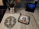 Bearded Collie The Chef Pair of Pot Holders Kitchen Heat Resistant Pot Holders Sets Oven Hot Pads for Cooking Baking BBQ, 7 1/2 x 7 1/2