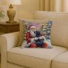 Black Labrador Retriever with Santa Claus Throw Pillow Decorative Indoor Outdoor Accent Cushion for Couch, Bed or Patio, 18Hx18W