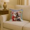Fawn Doberman Pinscher with Santa Claus Throw Pillow Decorative Indoor Outdoor Accent Cushion for Couch, Bed or Patio, 18Hx18W