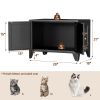 Metal Cat Litter Box Enclosure, Modern Hidden Litter Box Furniture Indoor Pet House, Freestanding Cat Washroom Cabinet Fits Most Standard Litter Boxes