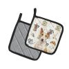 Fawn and White Bull Terrier Coffee Bar Pair of Pot Holders Pair 7.5x7.5 Quilted Insulated Hot Pads Decorative Kitchen Gift Made in USA