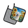 Kuvasz in Sunflowers Pair of Pot Holders Kitchen Heat Resistant Pot Holders Sets Oven Hot Pads for Cooking Baking BBQ, 7 1/2 x 7 1/2