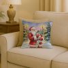 Dalmatian with Santa Claus Throw Pillow Decorative Indoor Outdoor Accent Cushion for Couch, Bed or Patio, 18Hx18W